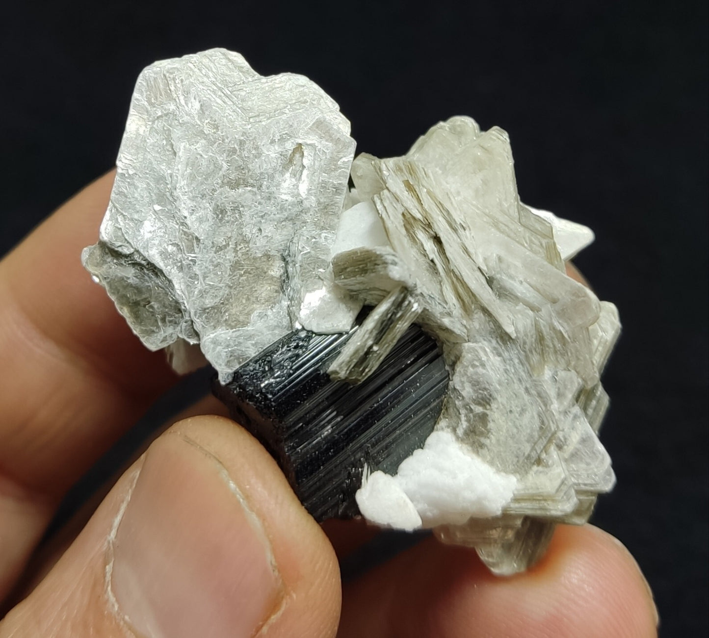 An Aesthetic combo specimen of feldspar, Tourmaline, muscovite 28 grams