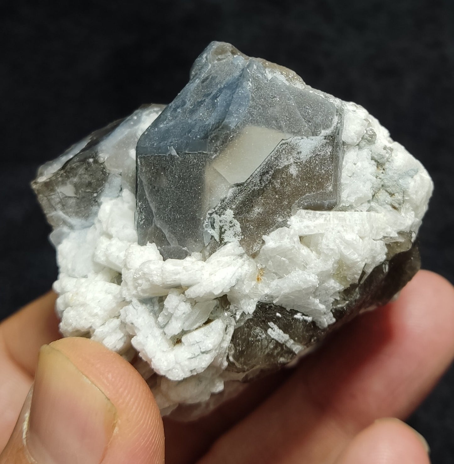 An Aesthetic specimen of Indicolite Included Quartz Crystal On Matrix 186 grams
