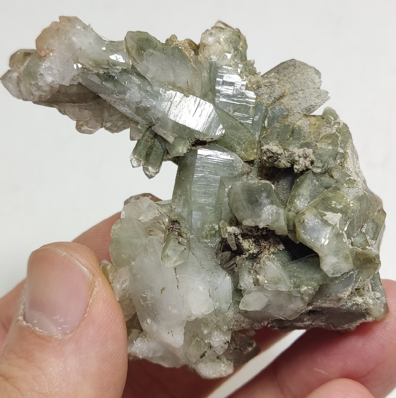Chlorite Quartz cluster with iron inclusions 79 grams