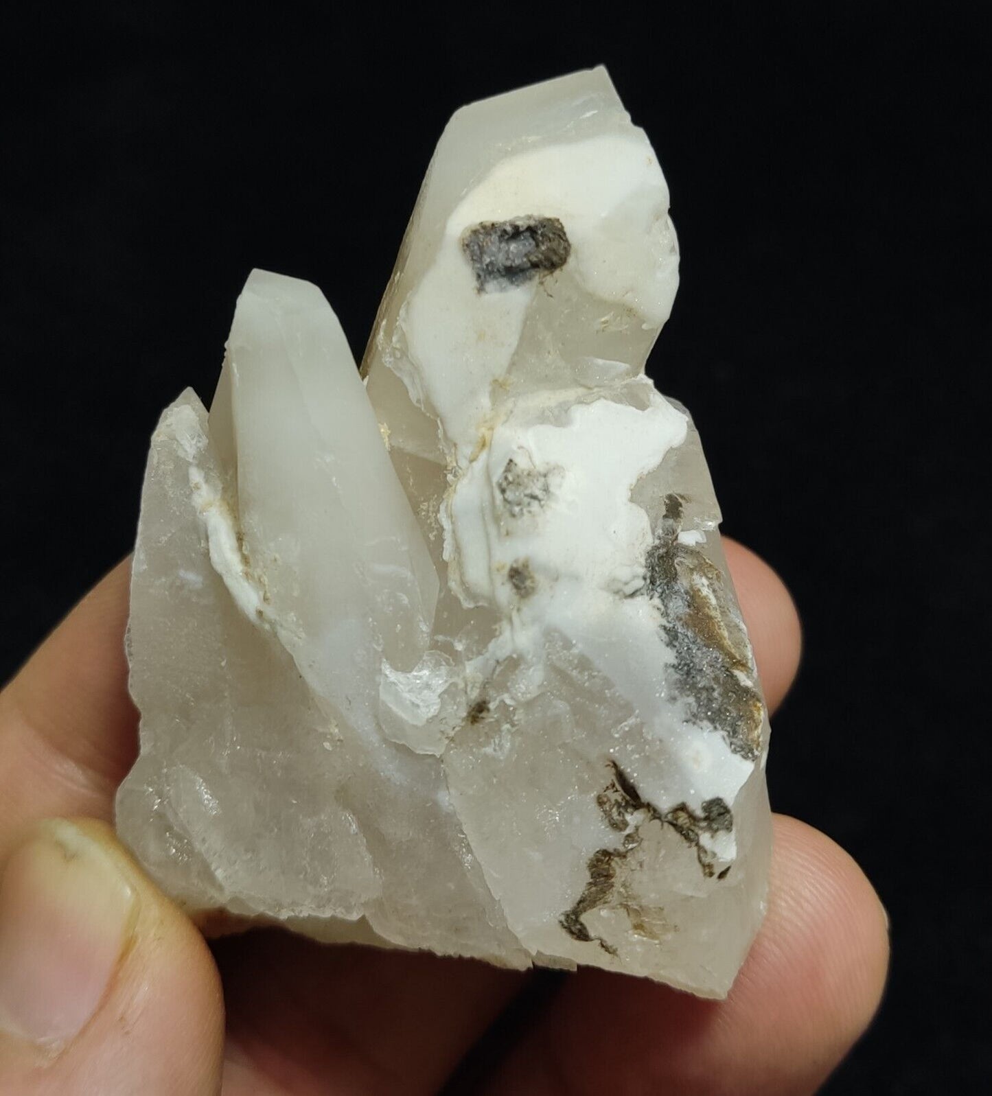 70 grams natural quartz crystal specimen with amphibole inclusions