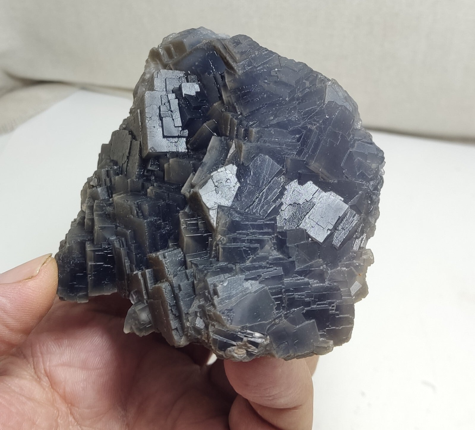 An amazing specimen of cubic dark bluish color Fluorite 495 grams