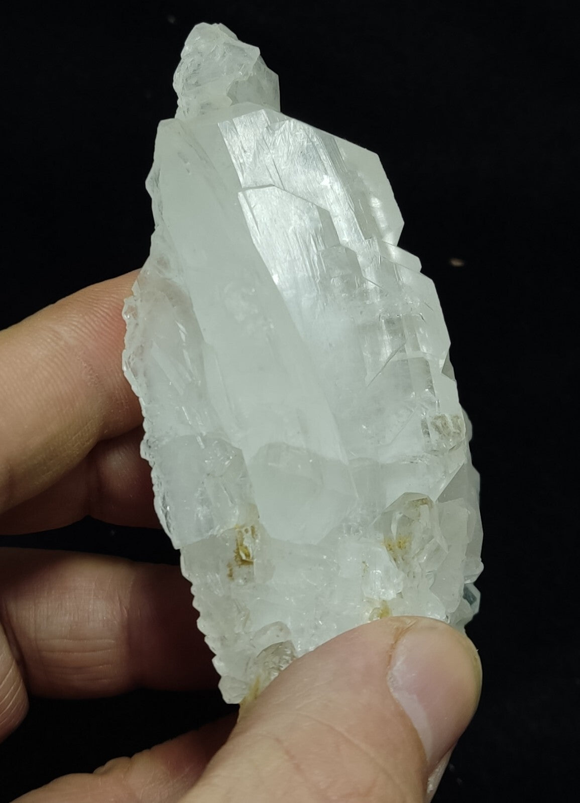 An aesthetic specimen of terminated faden Quartz crystals cluster 197 grams
