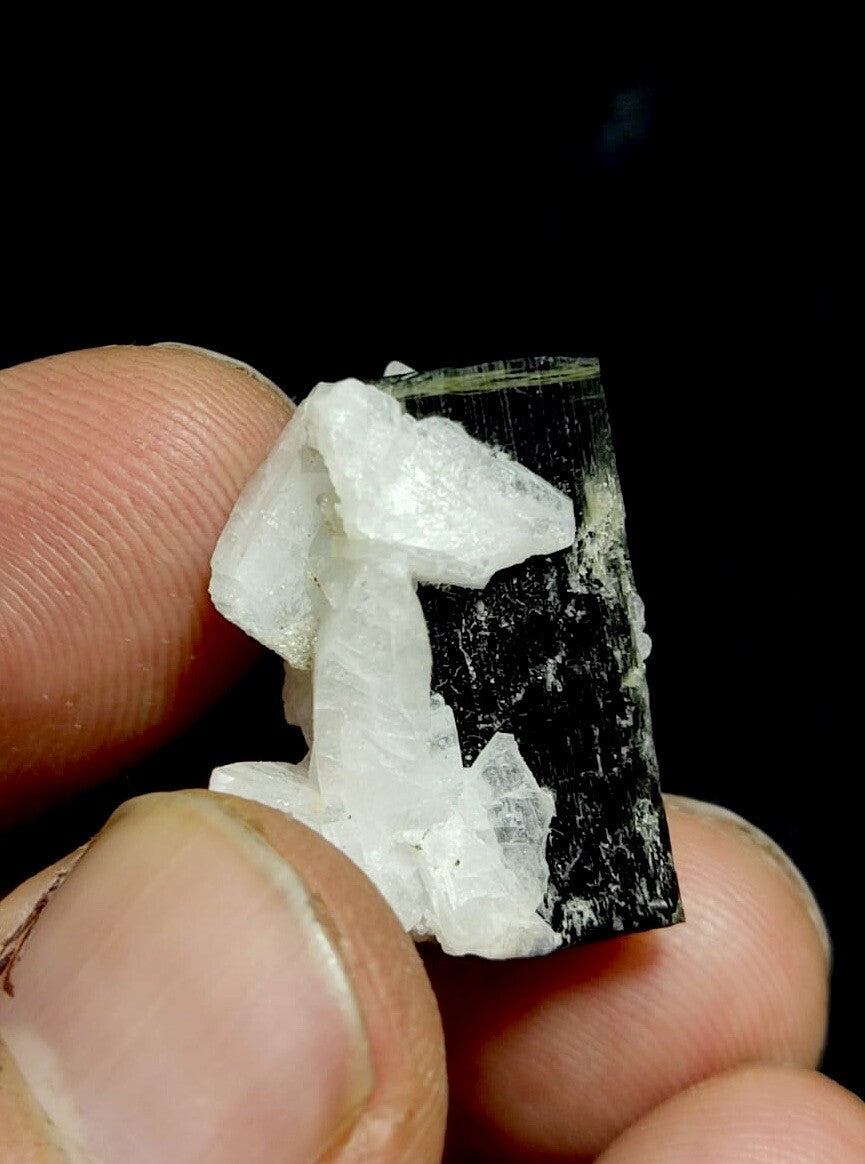 Natural Green Cap Tourmaline With Cleavelandite 8.5 Grams.