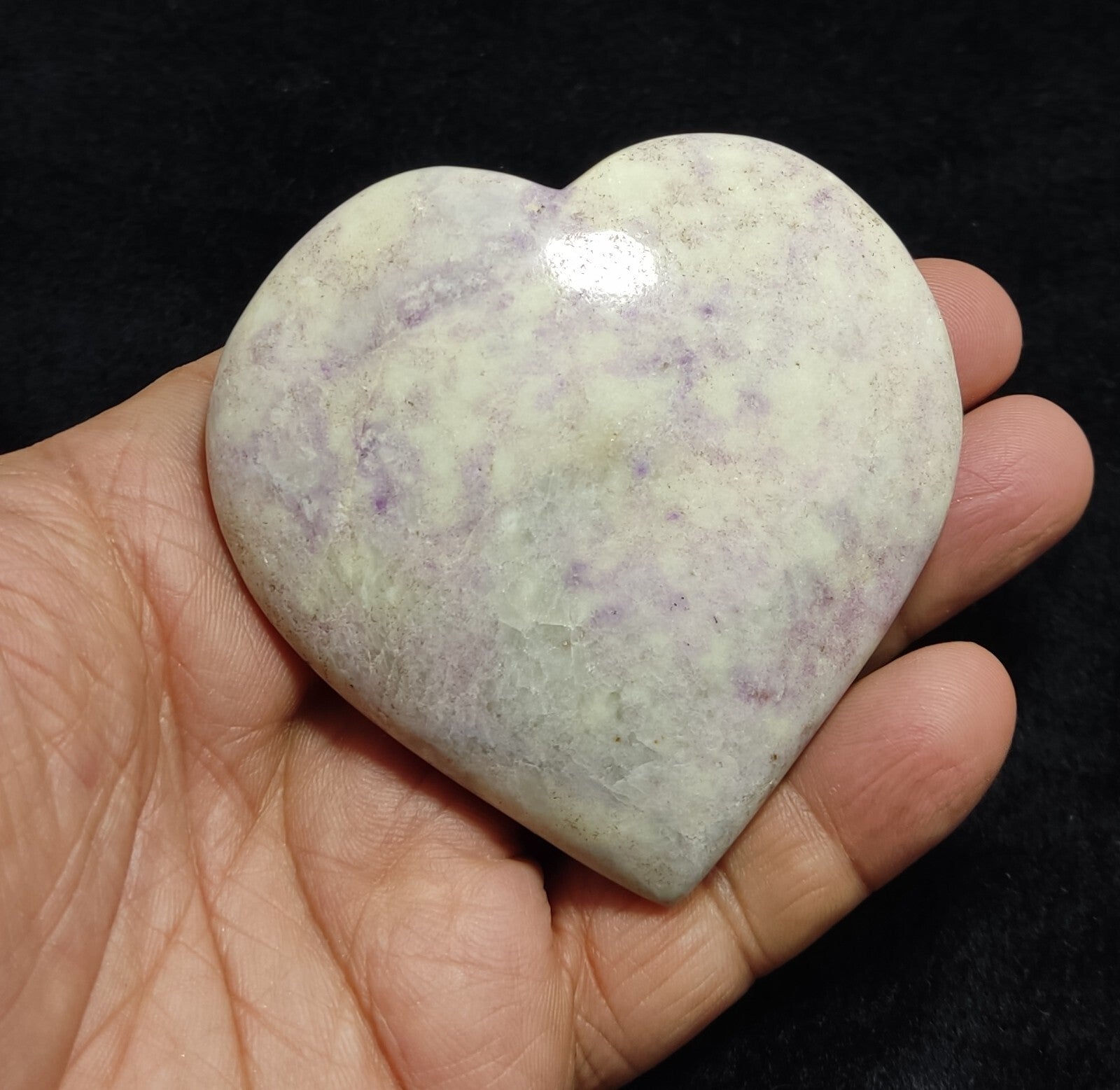 An amazing specimen of polished Hackmanite heart shape 183 grams