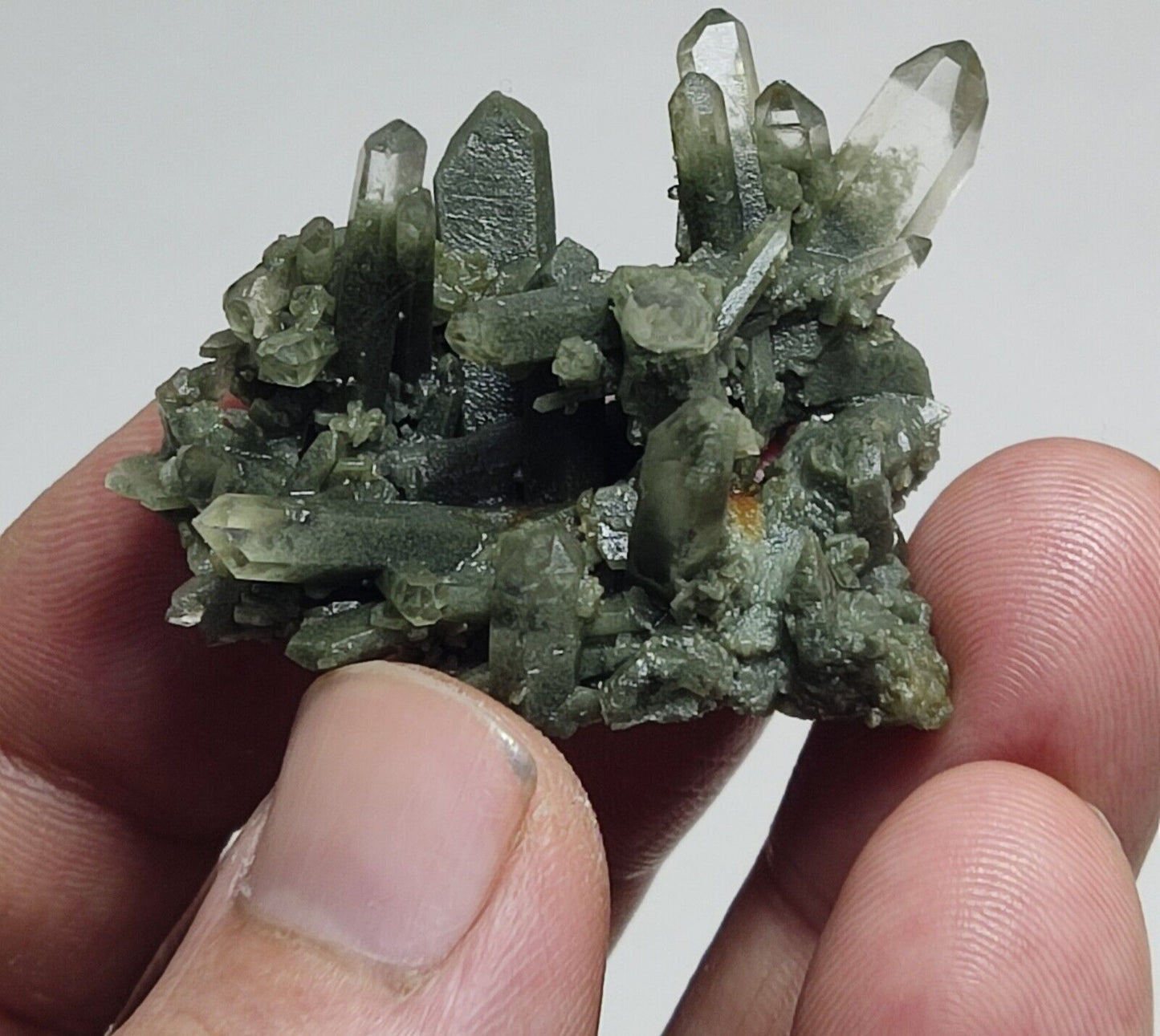 An Aesthetic miniature/thumbnail terminated chlorite Quartz cluster 15 grams