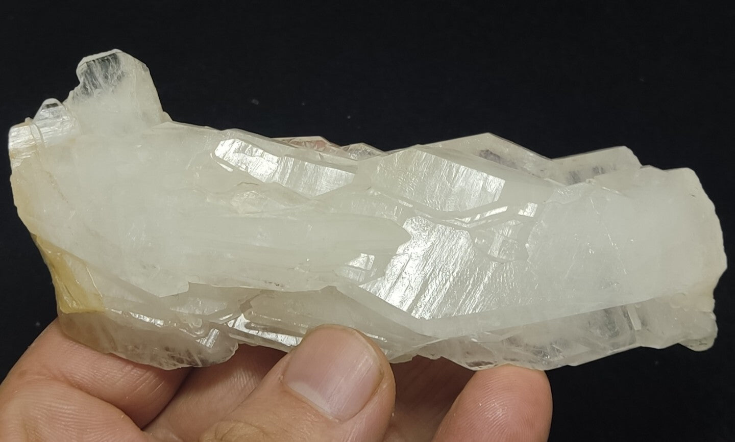 An aesthetic specimen of terminated faden Quartz crystals cluster 166 grams