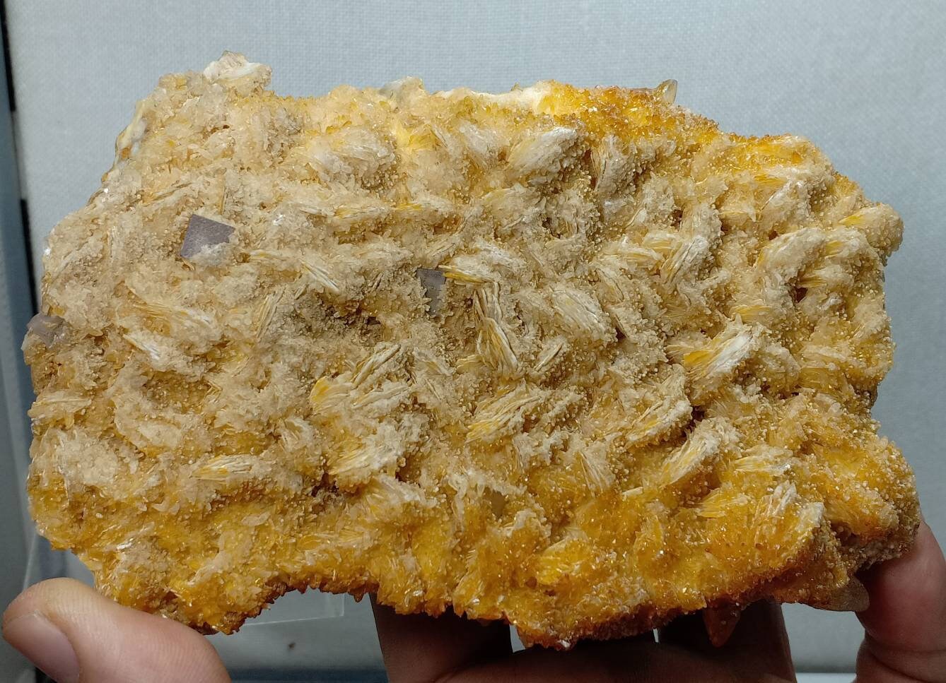 Calcite on Barite Specimen with small Fluorite crystals 700g