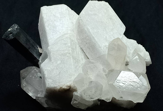 Blue cap Tourmaline joined with Feldspar and quartz crystals 403 grams