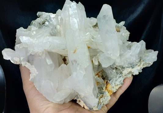 Quartz crystals cluster with chlorite inclusions 1680 grams