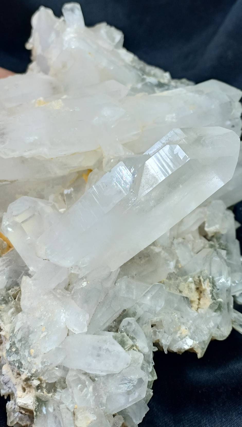 Quartz crystals cluster with chlorite inclusions 1680 grams