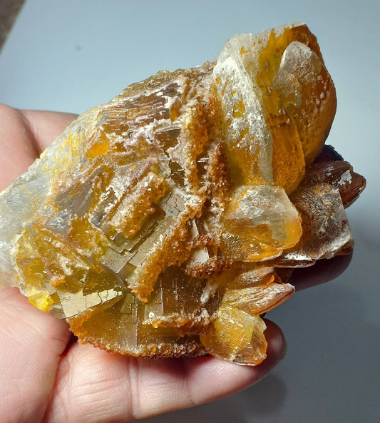 Fluorite with Calcite crystals cluster 370 grams