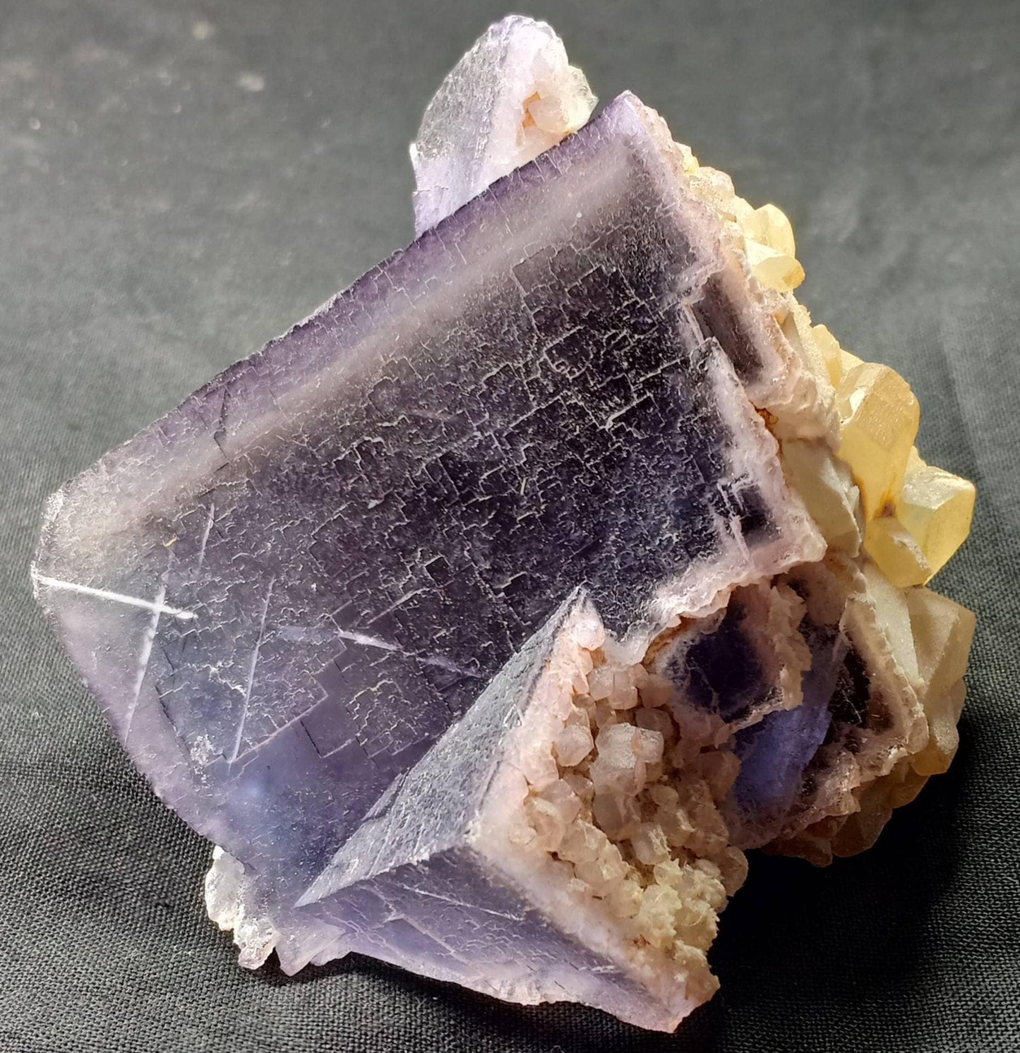 Purple Fluorite with Calcite 270 grams