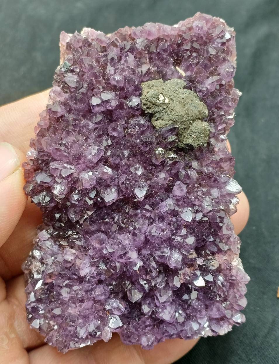Single beautiful drusy Amethyst crystals plate