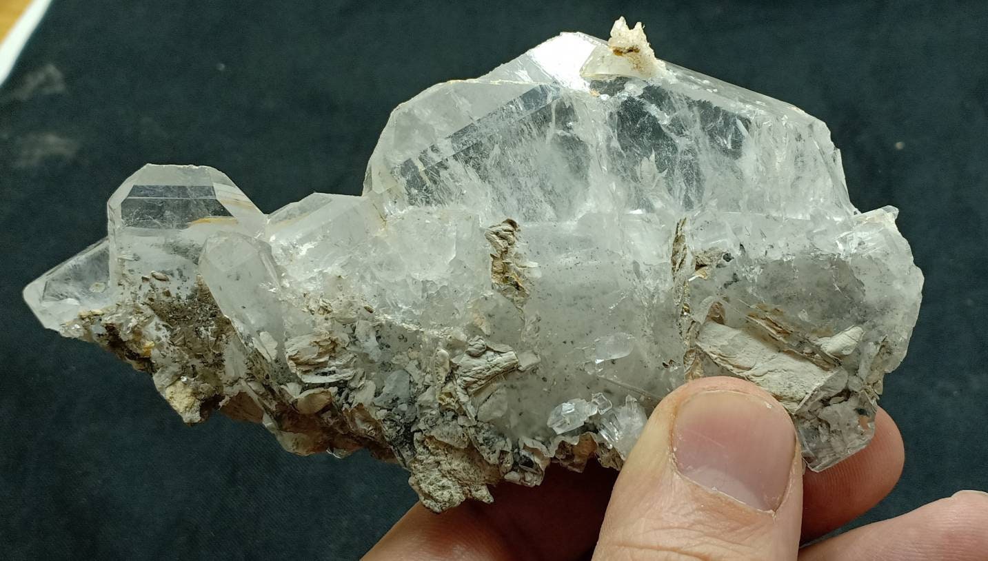 Single beautiful quartz crystals cluster with slight Faden lines and small chlorite inclusions 206 grams