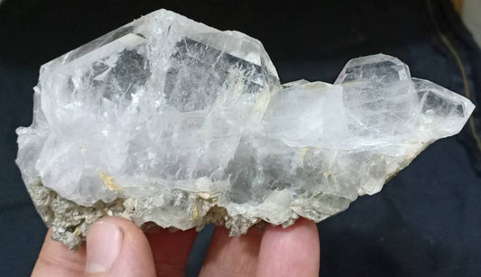 Single beautiful quartz crystals cluster with slight Faden lines and small chlorite inclusions 206 grams