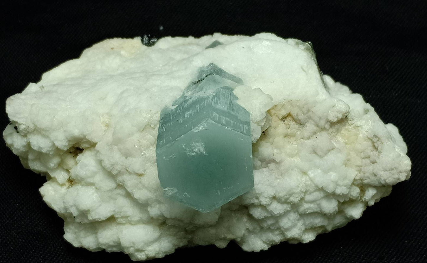 Single beautiful Afghanistan Aquamarine Crystal on matrix of albite with associated Muscovite and schorl and very tiny tantalite 131 grams