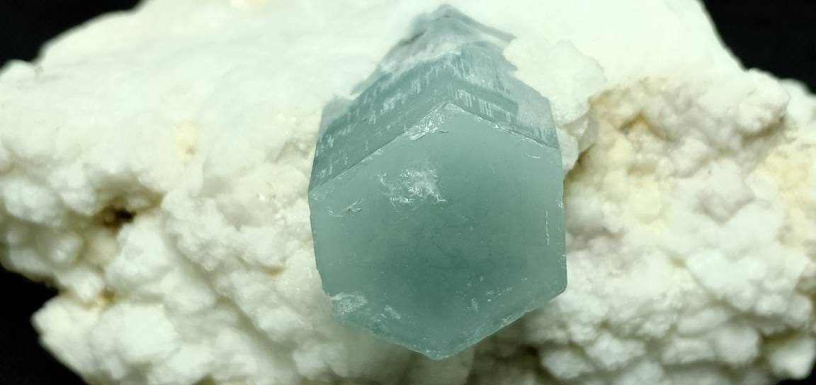 Single beautiful Afghanistan Aquamarine Crystal on matrix of albite with associated Muscovite and schorl and very tiny tantalite 131 grams