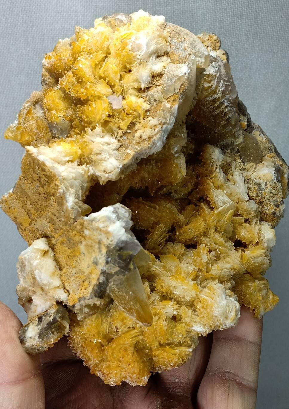 Calcite on Barite and Fluorite Specimen 970g