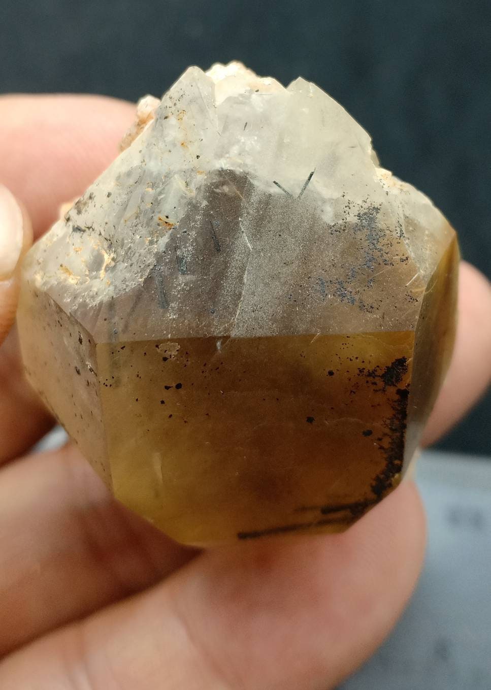 An amazing specimen of double Terminated aegirine and Astrophyllite included Quartz Crystal 60 grams