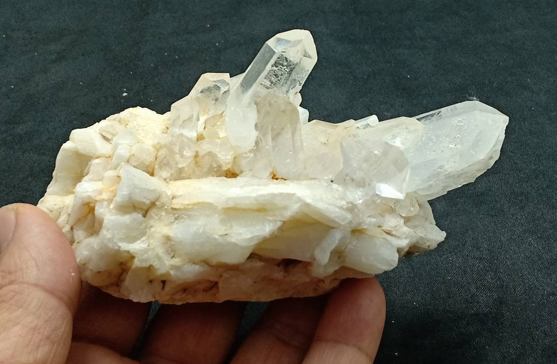 An amazing specimen of Terminated quartz Crystals cluster 394 grams