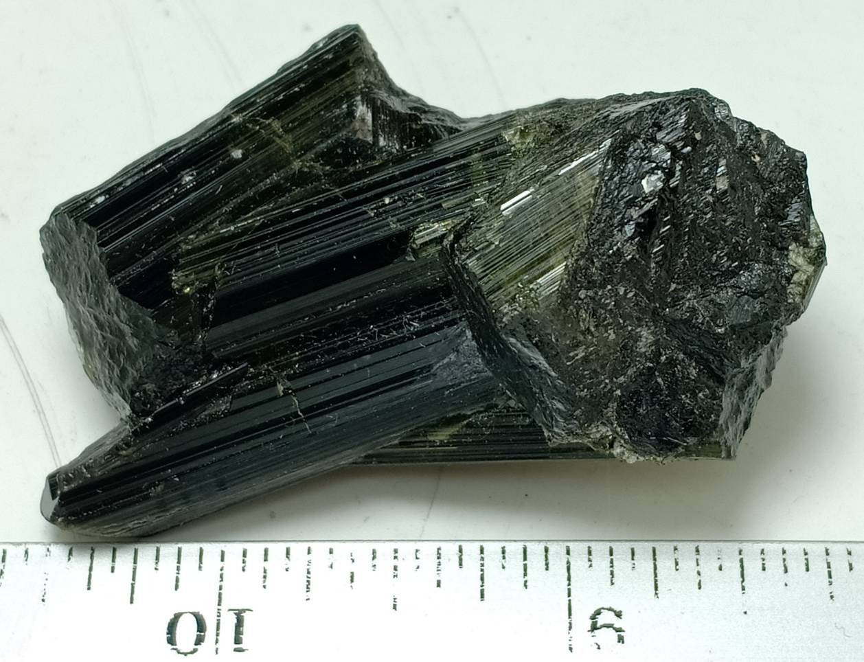Dark green Tourmaline crystals cluster with chatoyance effect from Afghanistan 72 grams
