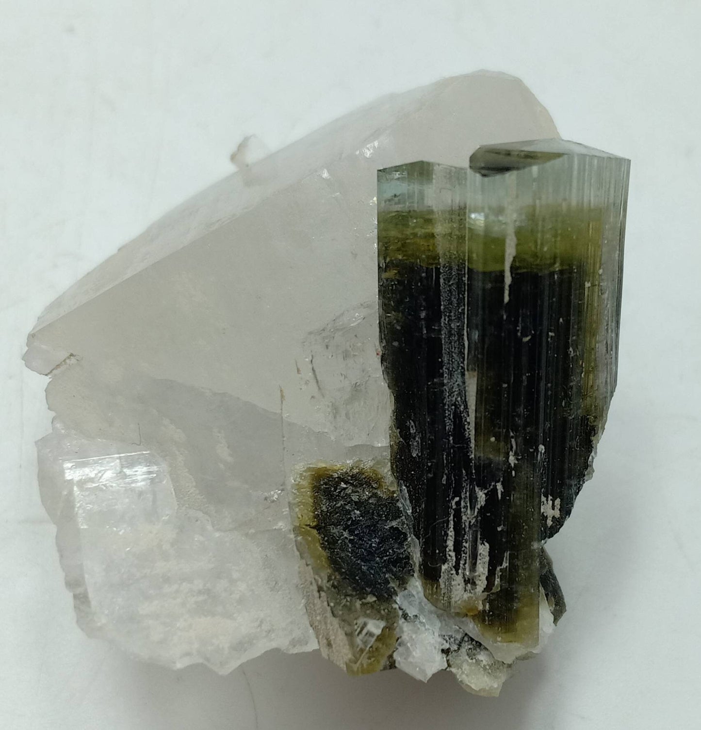 Natural multicolor Tourmaline crystals on matrix of Quartz 24 grams