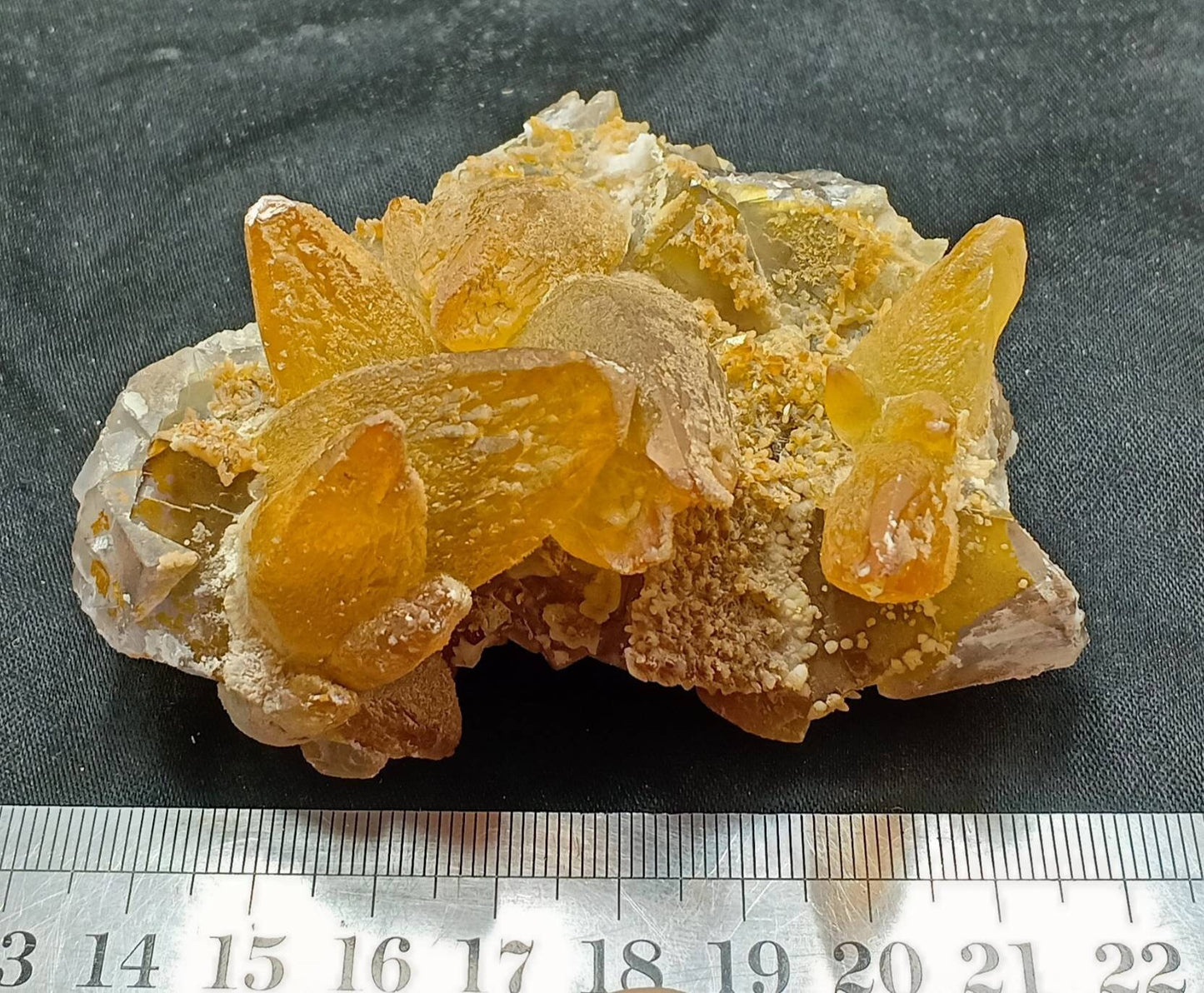 Calcite Crystals Cluster Specimen with Fluorite 262 grams