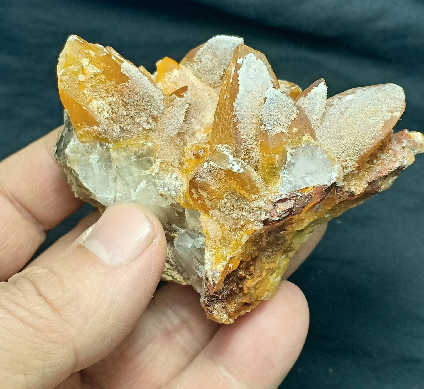An amazing specimen of Dogteeth calcite crystals with perfect terminations 212 grams