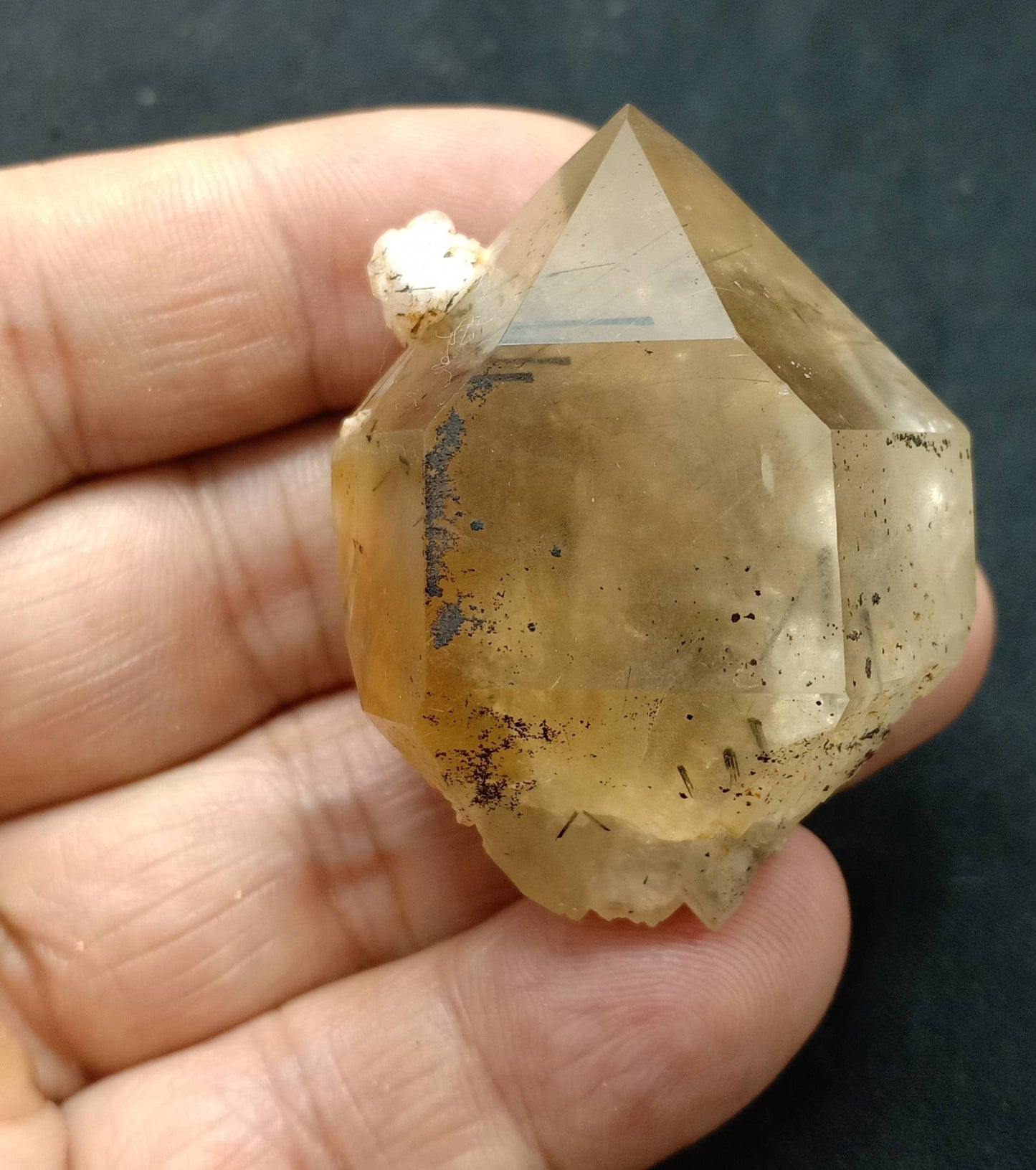 An amazing specimen of double Terminated aegirine and Astrophyllite included Quartz Crystal 60 grams