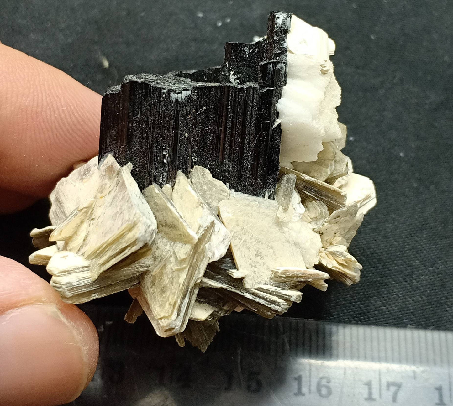 An Aesthetic Natural specimen of combination of Albite, Schorl, and Muscovite 54 grams