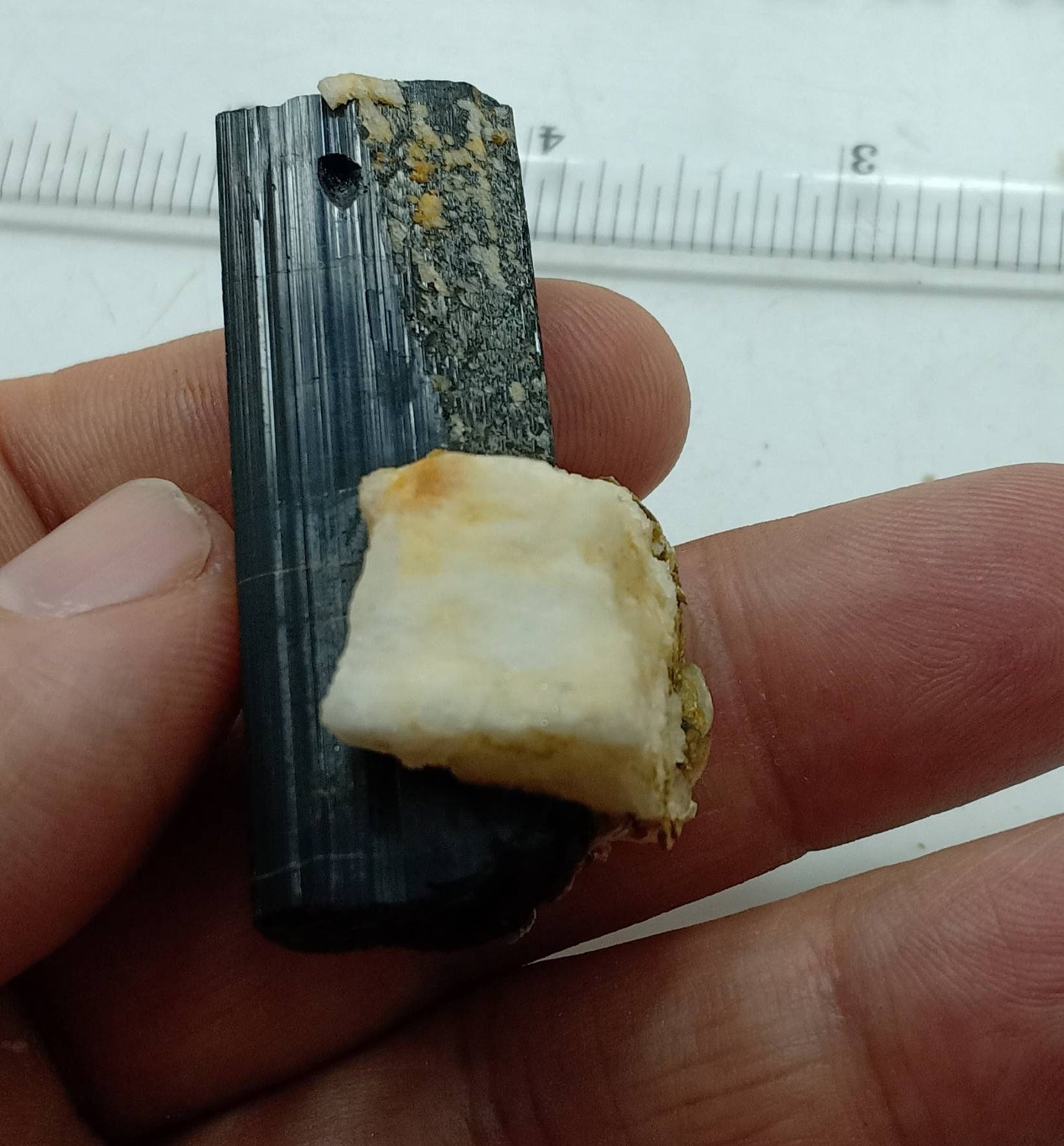 Natural Tourmaline crystal with Albite and Muscovite 38 grams