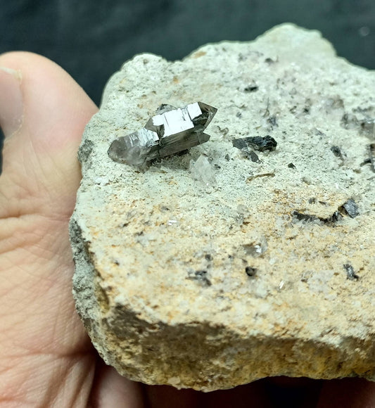 An amazing specimen of terminated Brookite included Quartz crystals on matrix 182 grams