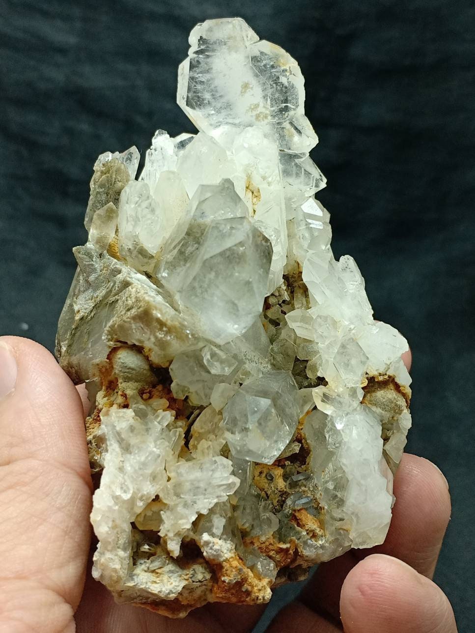 Single beautiful aesthetic Large Faden Quartz Crystal Specimen with other normal quartz crystals attached all together  230 grams