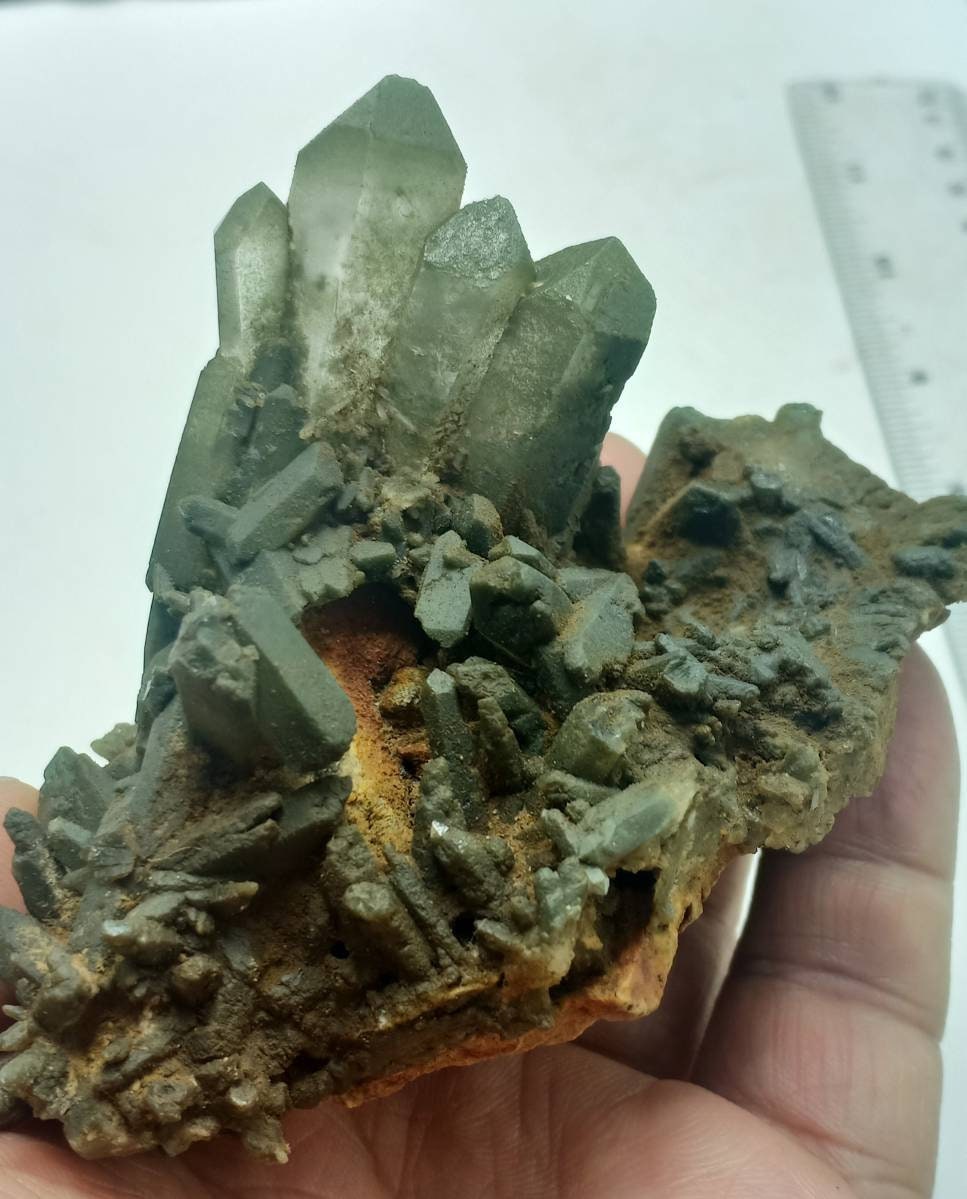 An Aesthetic Natural crystals cluster of beautifully terminated Chlorite Quartz 200 grams