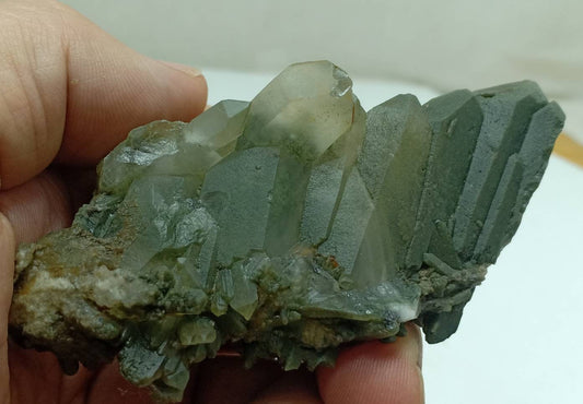 An Aesthetic Natural crystals cluster of beautifully terminated Chlorite Quartz 85 grams
