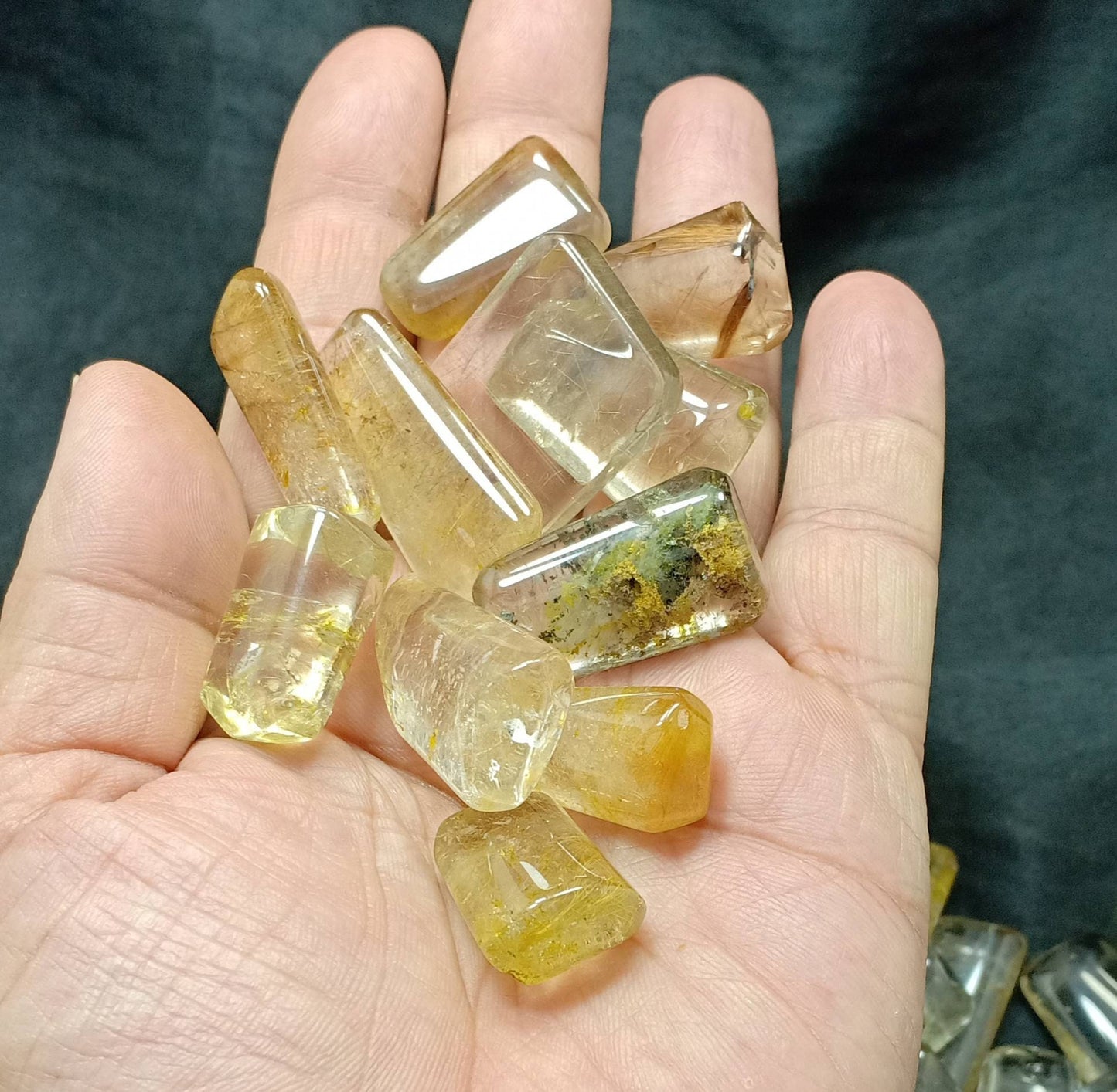 Lot of Rutilated Brazilian included polished quartz tumbles 500 grams