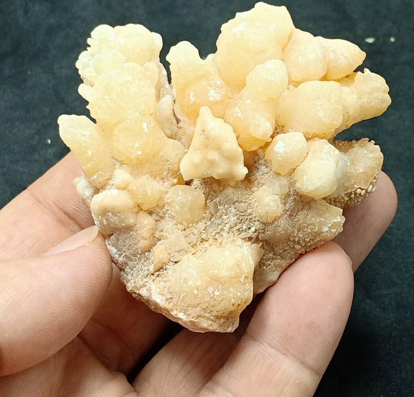 An aesthetic specimen of aragonite flower shape natural terminated crystals 168 grams