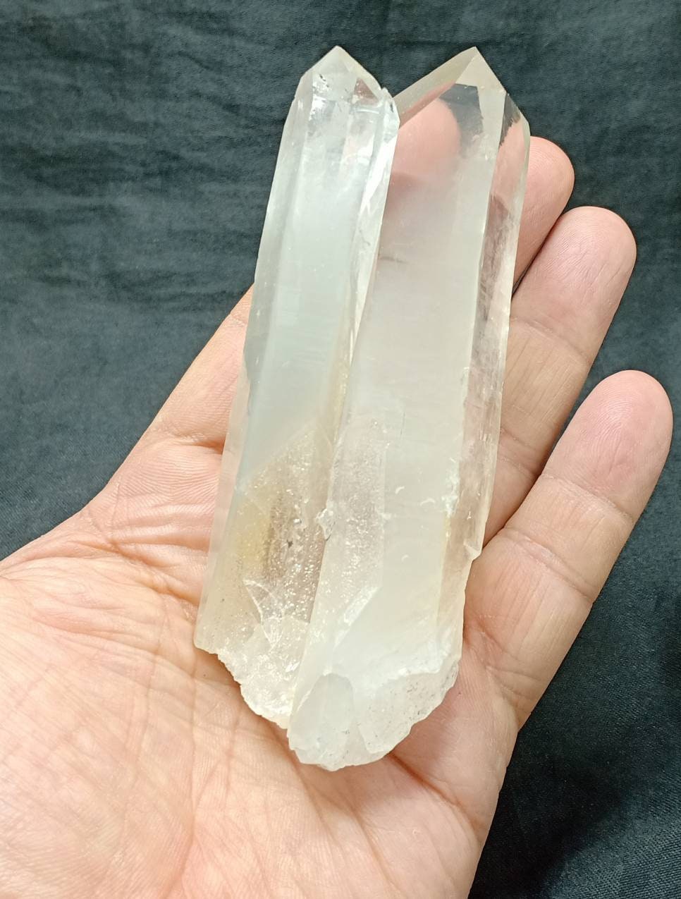 An amazing terminated twin crystals of quartz with grey inclusions 265 grams