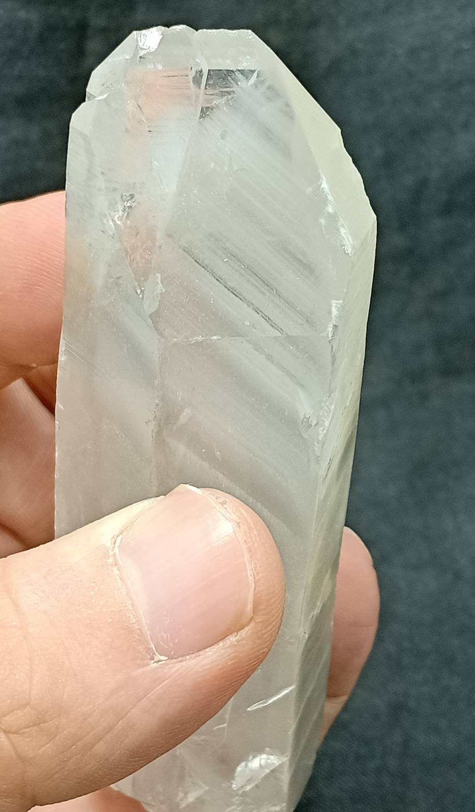 An amazing terminated crystal of grey phantom quartz 159 grams