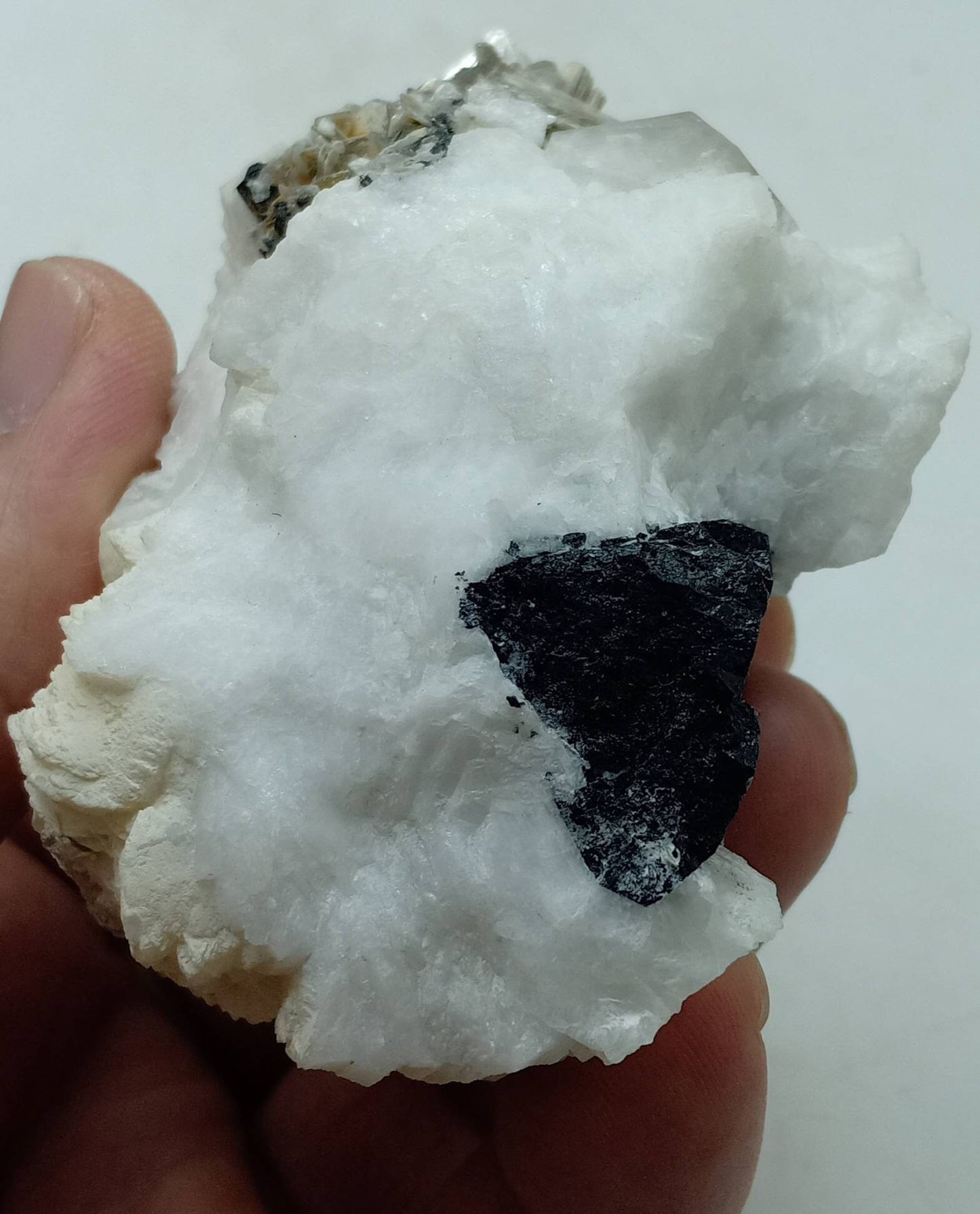 An Aesthetic Natural specimen of combination of Albite, etched Schorl, Quartz and Muscovite 268 grams