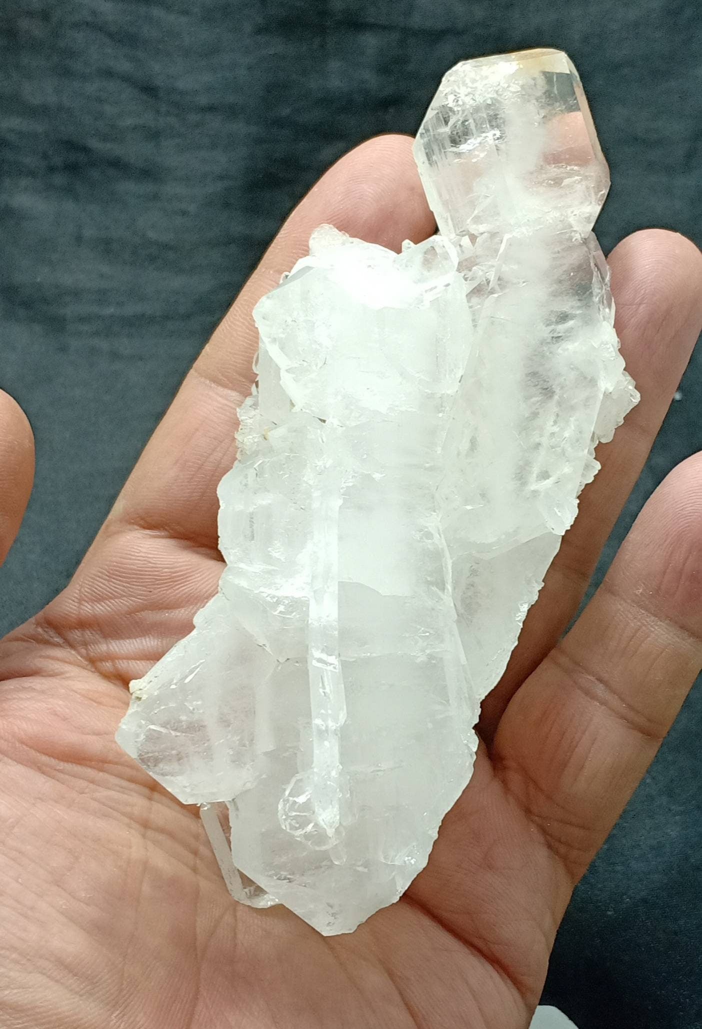 Single beautiful Faden Quartz Crystals cluster with perfect terminations 184 grams