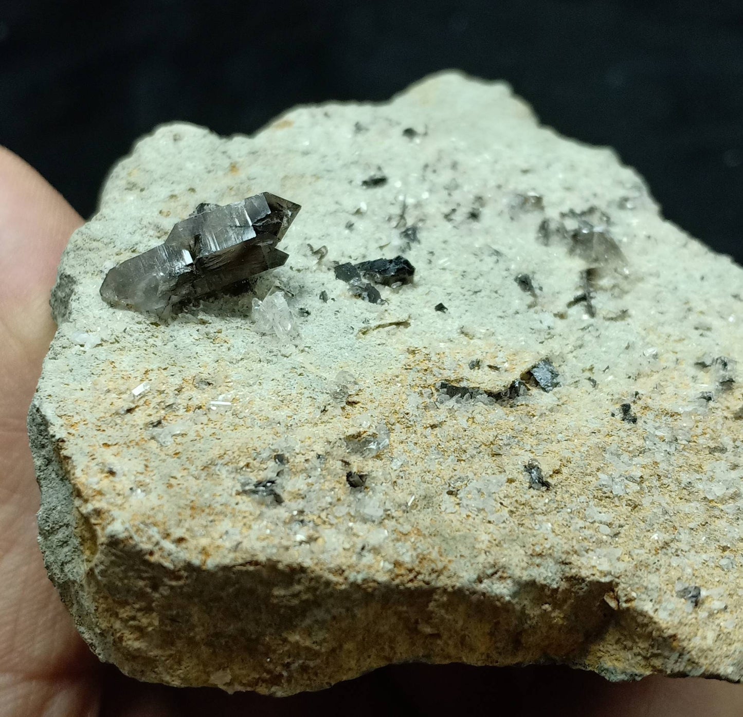 An amazing specimen of terminated Brookite included Quartz crystals on matrix 182 grams