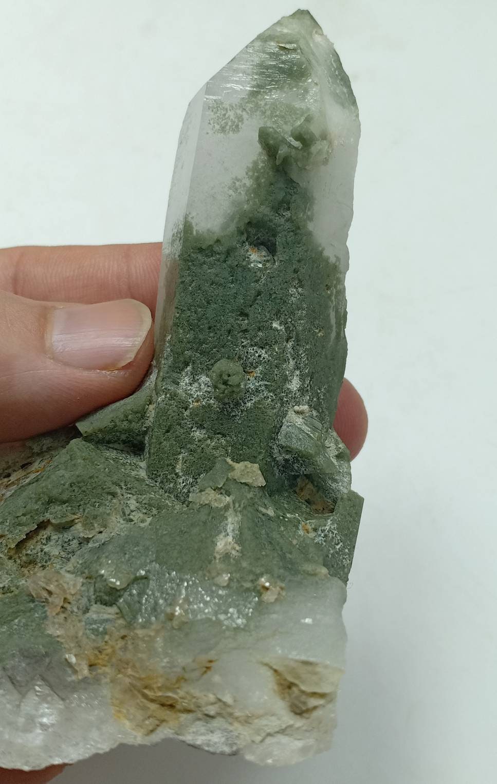 An Aesthetic Natural Specimen of beautifully terminated Chlorite Quartz Crystal 168 grams