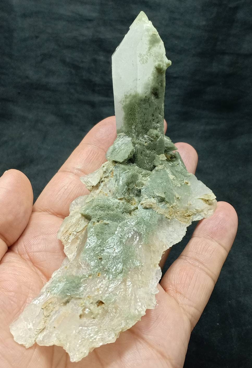 An Aesthetic Natural Specimen of beautifully terminated Chlorite Quartz Crystal 168 grams