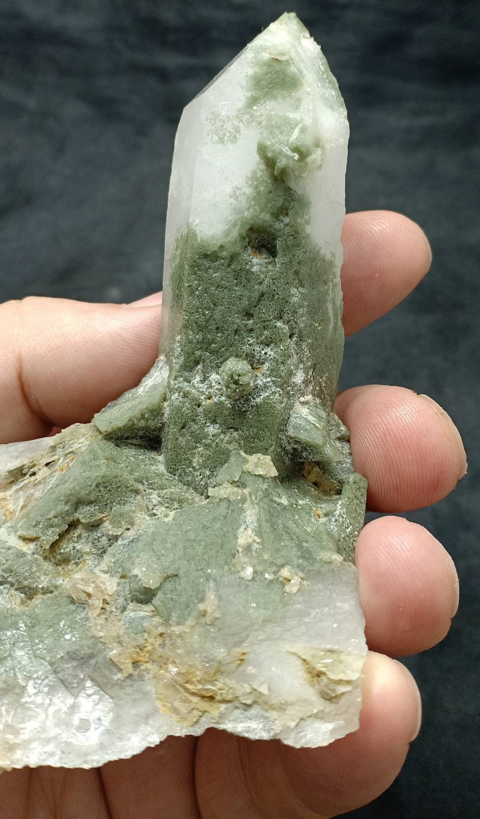 An Aesthetic Natural Specimen of beautifully terminated Chlorite Quartz Crystal 168 grams