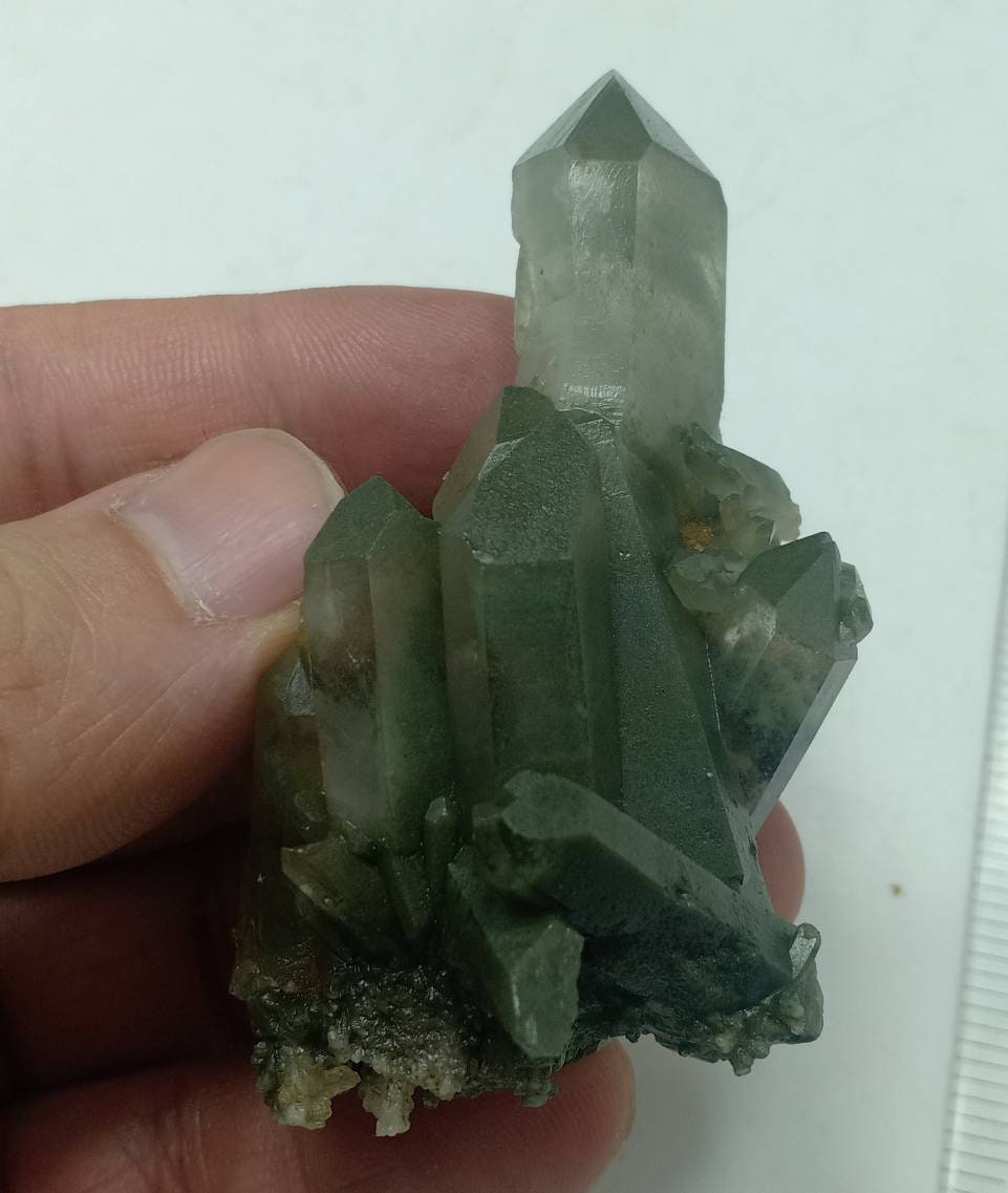 An Aesthetic Natural crystals cluster of beautifully terminated Chlorite Quartz 67 grams