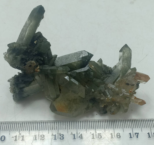 An Aesthetic Natural crystals cluster of beautifully terminated Chlorite Quartz 56 grams