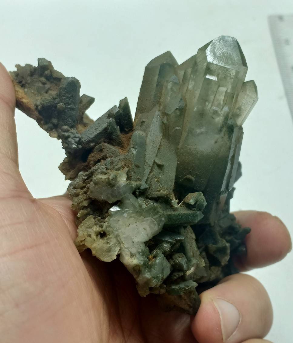 An Aesthetic Natural crystals cluster of beautifully terminated Chlorite Quartz 200 grams