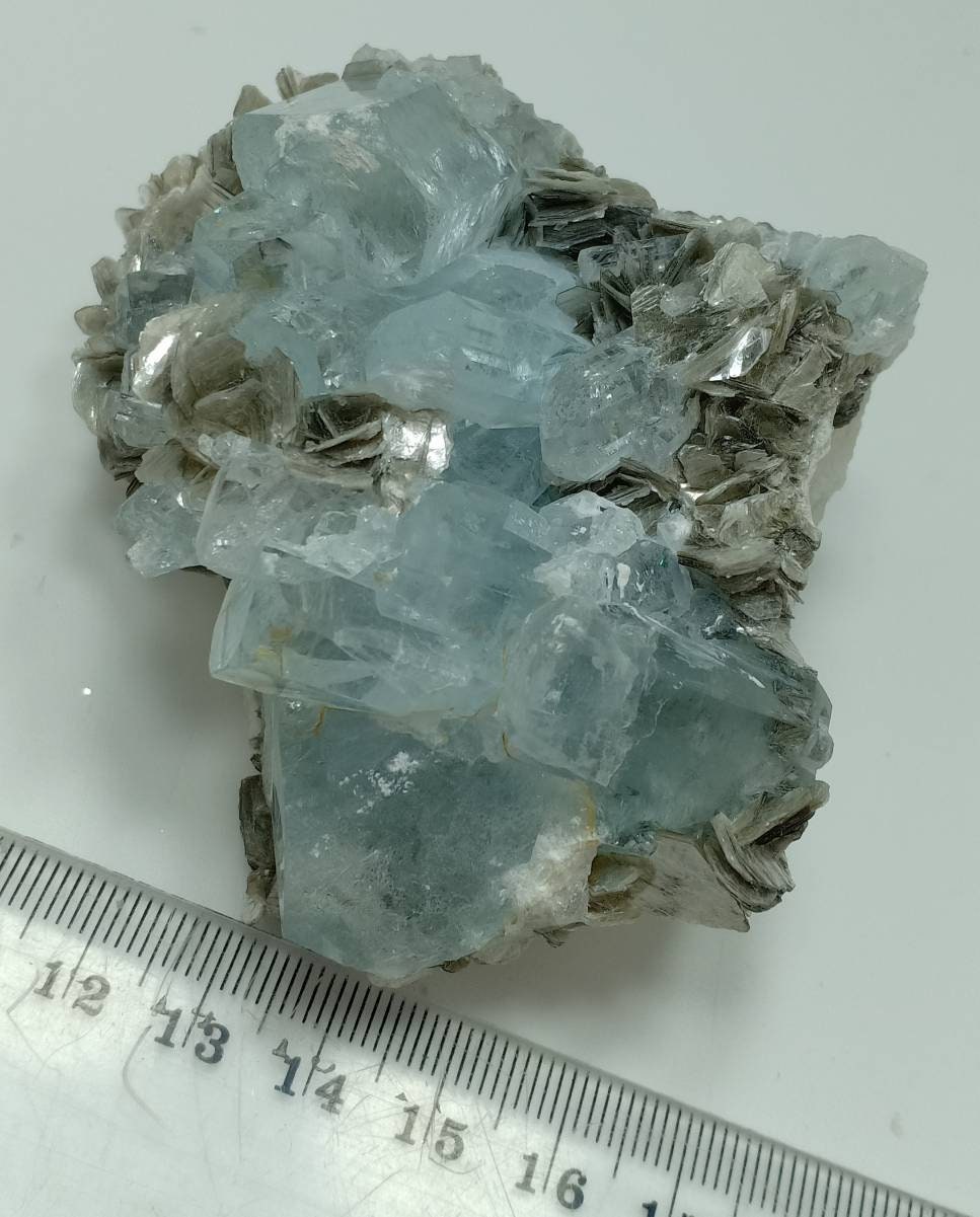 Aquamarine crystals Specimen with Albite and Muscovite 234 grams