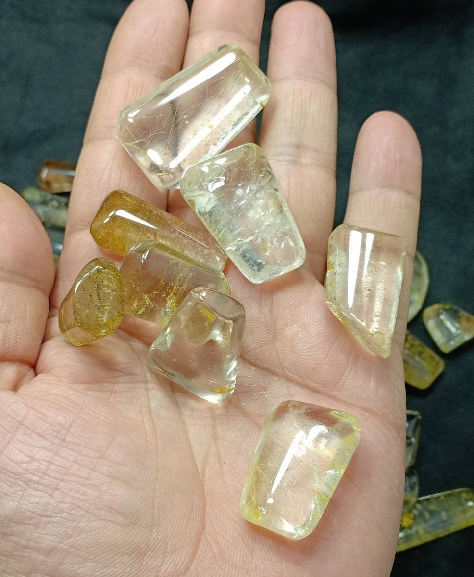 Lot of Rutilated Brazilian included polished quartz tumbles 500 grams